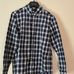 Ralph Lauren Navy and White Plaid Button-Down Shirt